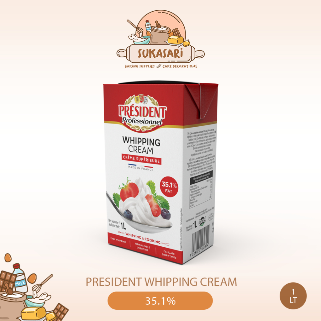 

PROMO President Whipping Cream 1lt / Heavy Cream Whip Krim Cake MURAH SALE