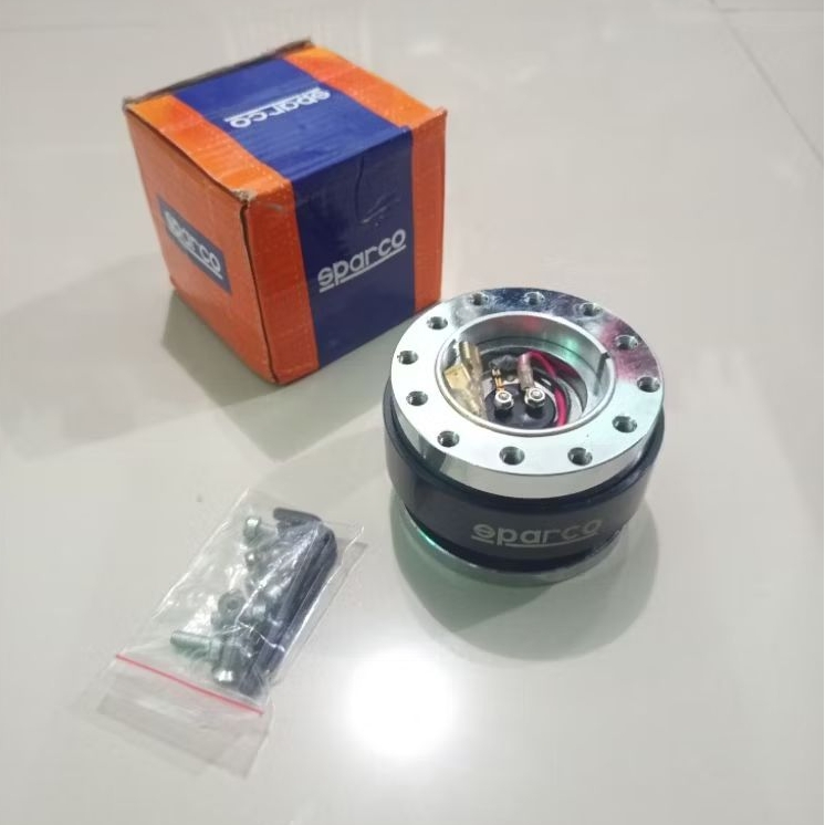 Quick Release Stir Racing Mobil Sparco Hitam Adaptor Stir Cabut Pasang Premium Universal