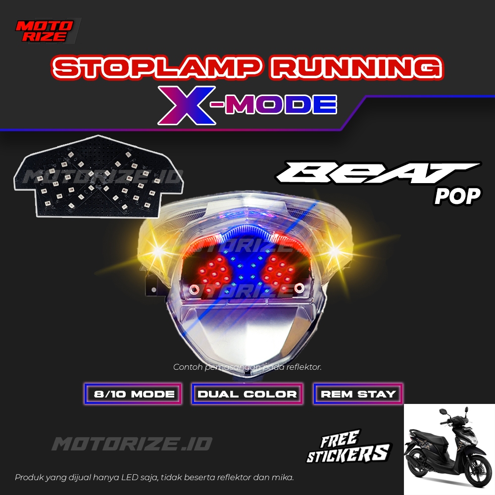 STOPLAMP RUNNING X MODE BEAT POP LAMPU REM LED MOTOR VARIASI MOTOR HONDA BEAT POP