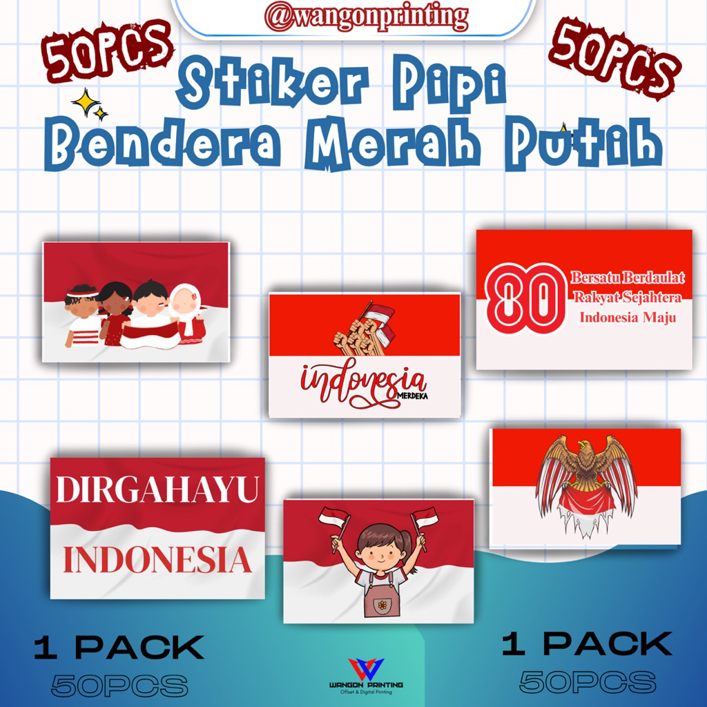 

STIKER PIPI BENDERA MERAH PUTIH 50PCS