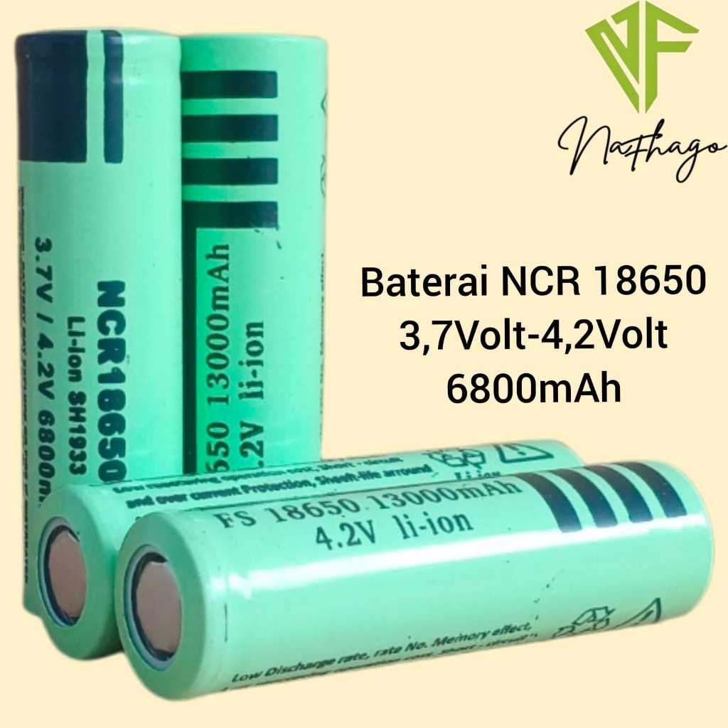 Baterai Charger Atau Baterai Cas Li-ion 18650 Hijau Muda NCR 3,7Volt-4.2Volt 6800mAh Isi 4 pcs