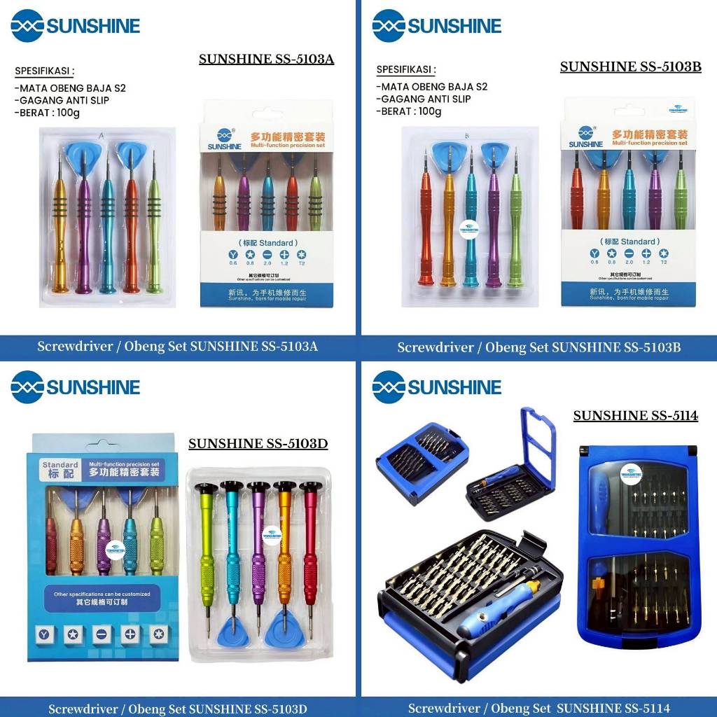 Screwdriver Obeng Set SUNSHINE SS-5103A SS-5103B SS-5103D SS-5114