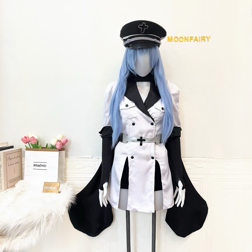 【Moonfairy】Akame Ga Kill Esdeath Cosplay Costume Anime Fullset Wig Kostum Halloween Dress
