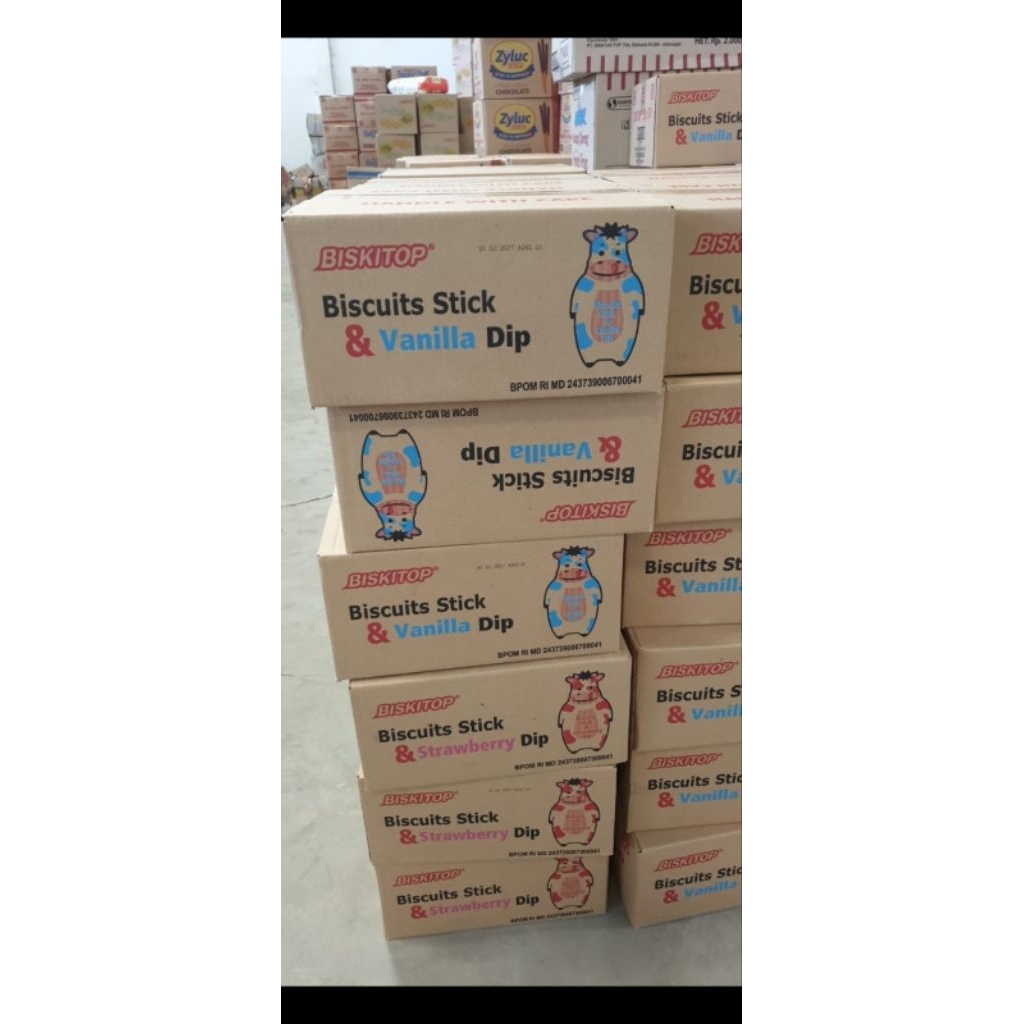 

biskitop biskuit stick dan vanilla dip 1 dus isi pcs 30