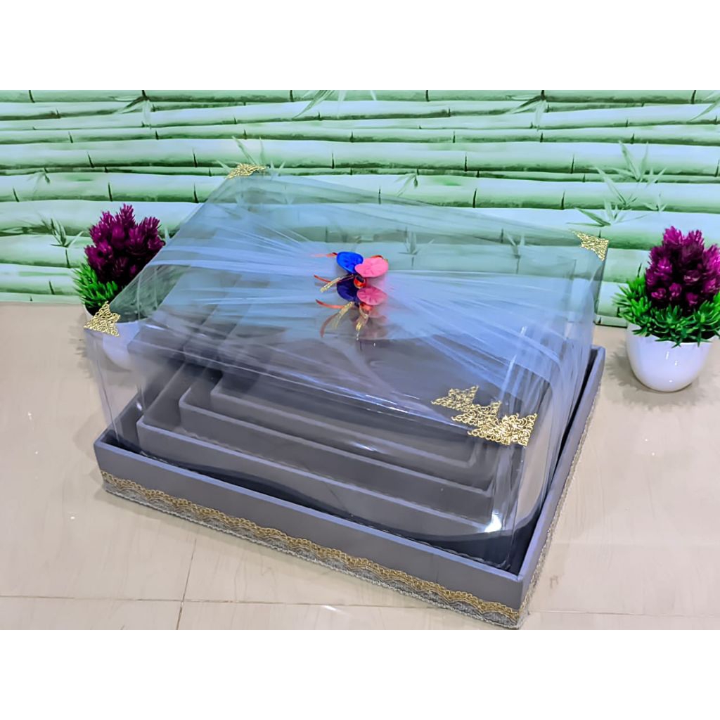 

kotak parcel tempat hantaran seserahan tutup mika "1 set isi 4