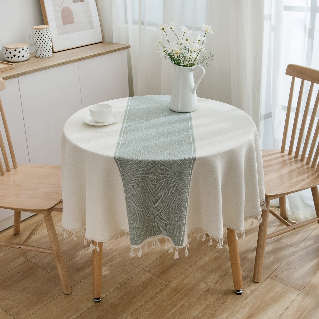 [GREEN SQUARE] Taplak Alas Meja Makan Bundar Meja Makan Bulat Bahan Kain / Round Tablecloth