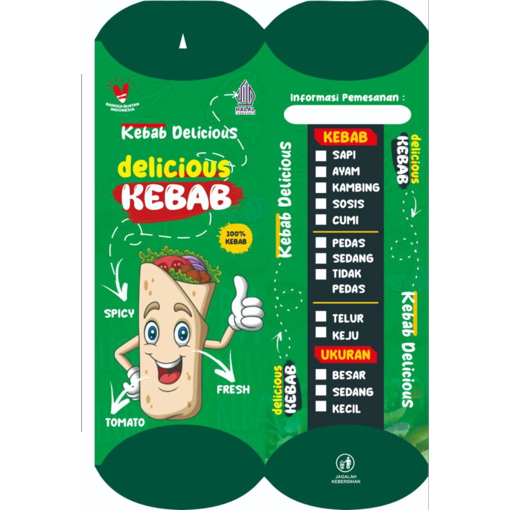 

@100pcs kemasan dus kebab ivory glossy uk 24x9