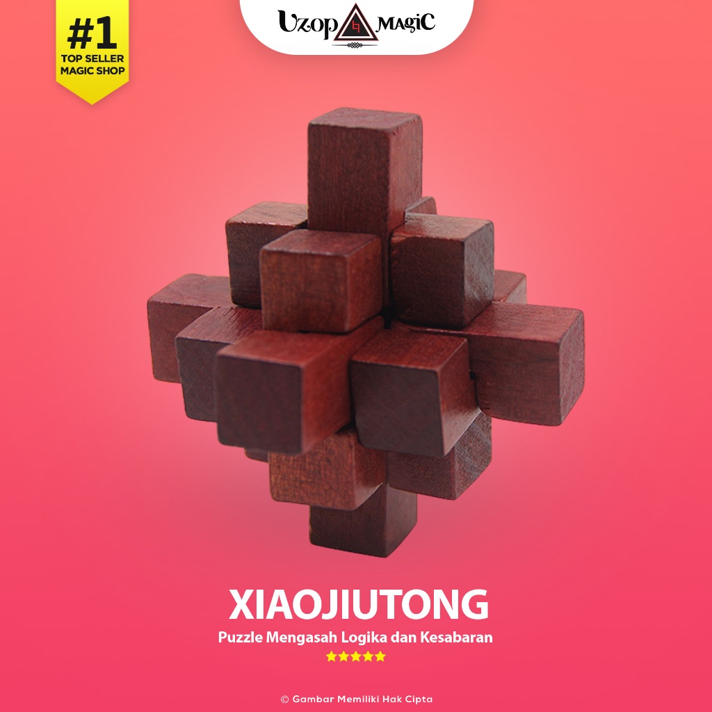 Puzzle Kayu 3D Kongming Lock Xiaojiutong – Puzzle Edukatif Anak & Dewasa - Uzop Magic Shop