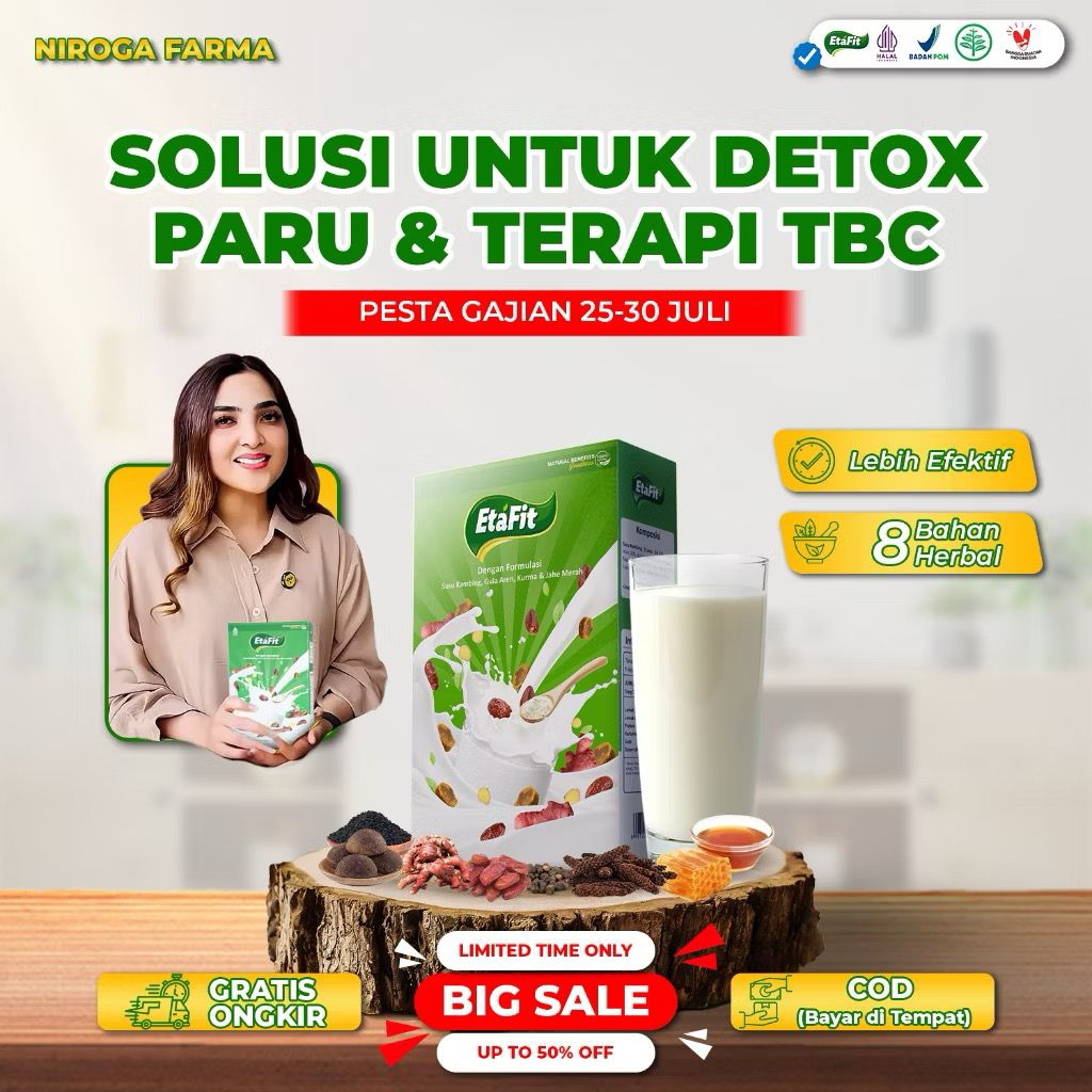 

Etafit Obat Batuk Kronis Asma Sesak Nafas - Susu Kambing Etawa Extra Jahe Paket Hemat 1 Box