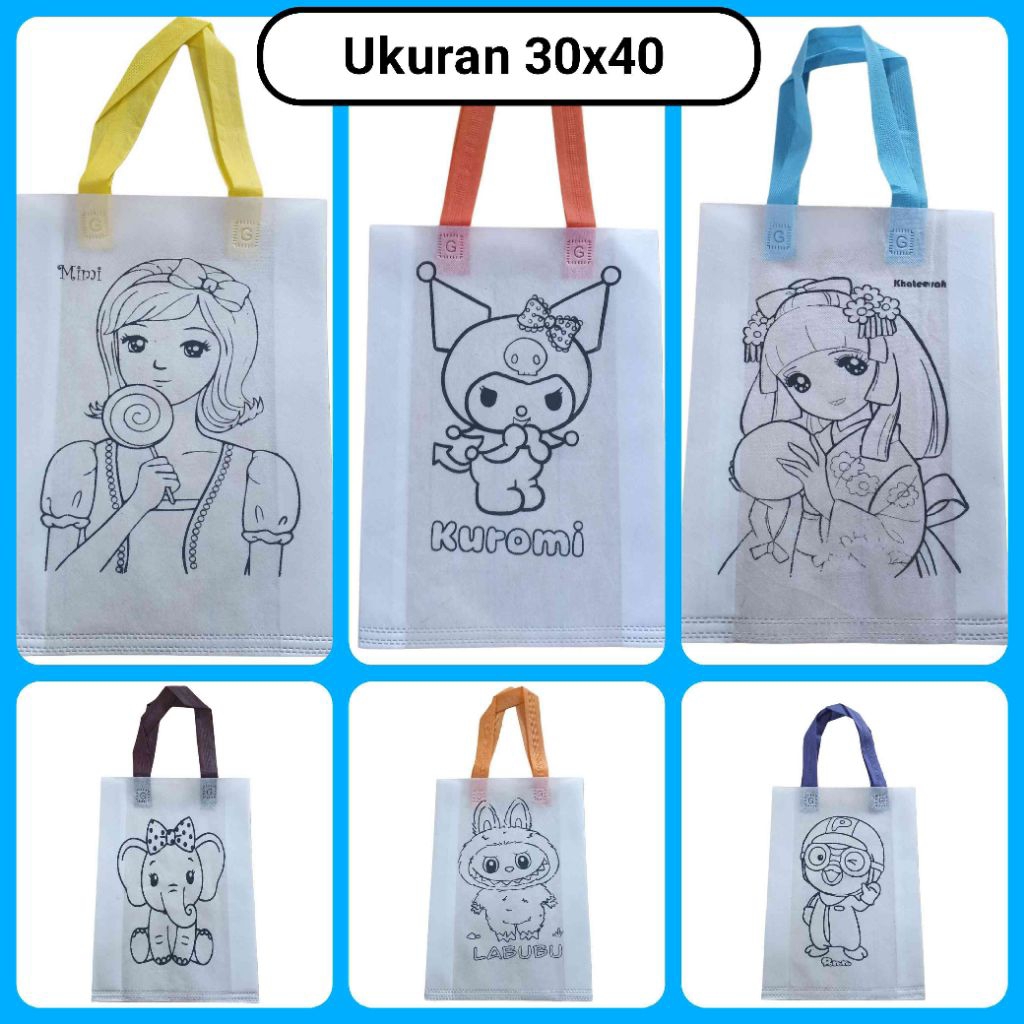 

Tas Spunbond Mewarnai 40x30x8 | Sablon untuk Tas Ulang Tahun Anak