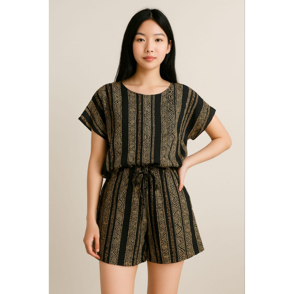 Stelan Wanita Celana pendek Hotpants Oneset piyama Rayon Viscose Baju Tidur Wanita Stelan Bali Pende