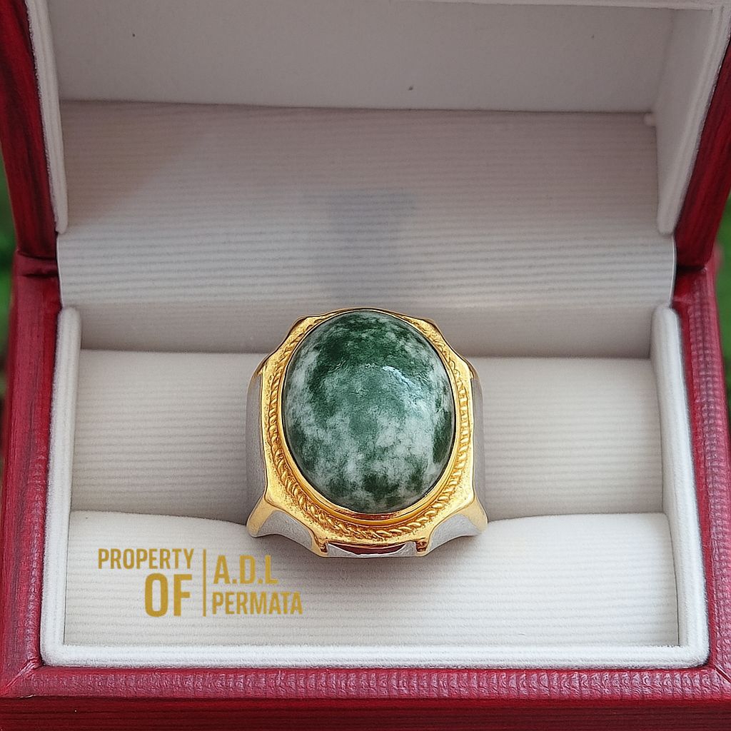 CINCIN BATU AKIK NATURAL HIJAU LUMUT ACEH ORIGINAL STONE