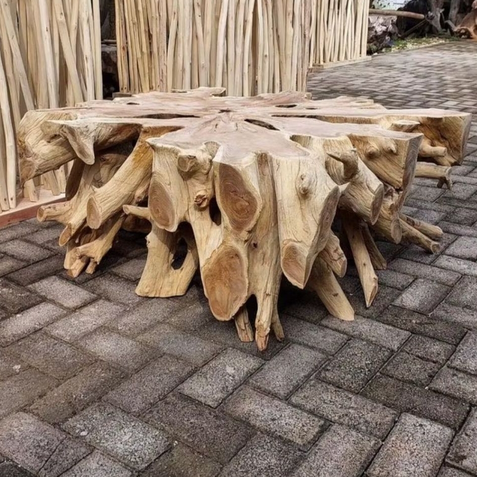 LIMITED COFFEE BLOCK TABLE SOLID TEAK WOOD . MEJA KOPI BLOK AKAR KAYU JATI SOLID , MEJA AKAR JATI , 