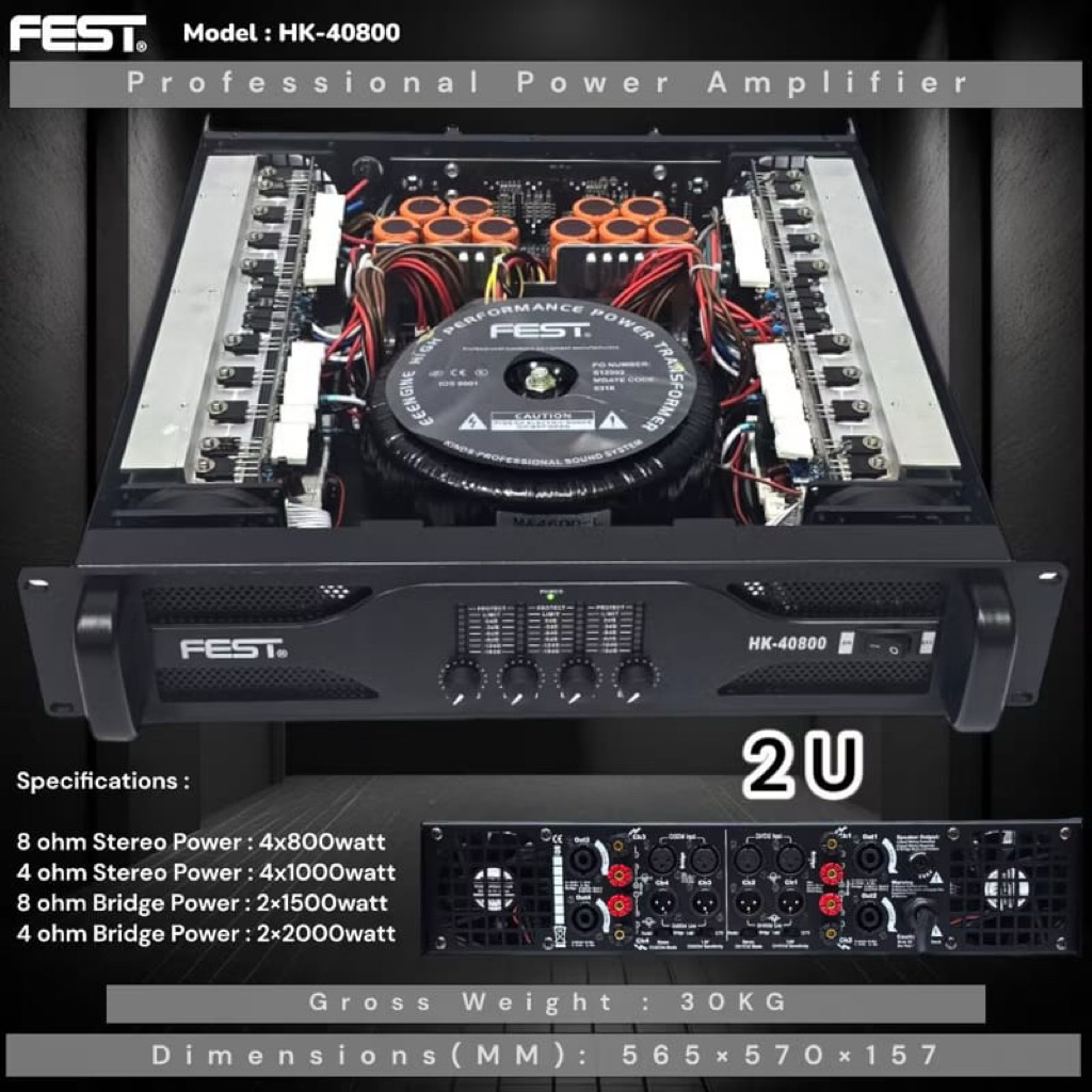 Power Amplifier Fest Hk40800 Original Power amplifier fest 4 Channel Class H