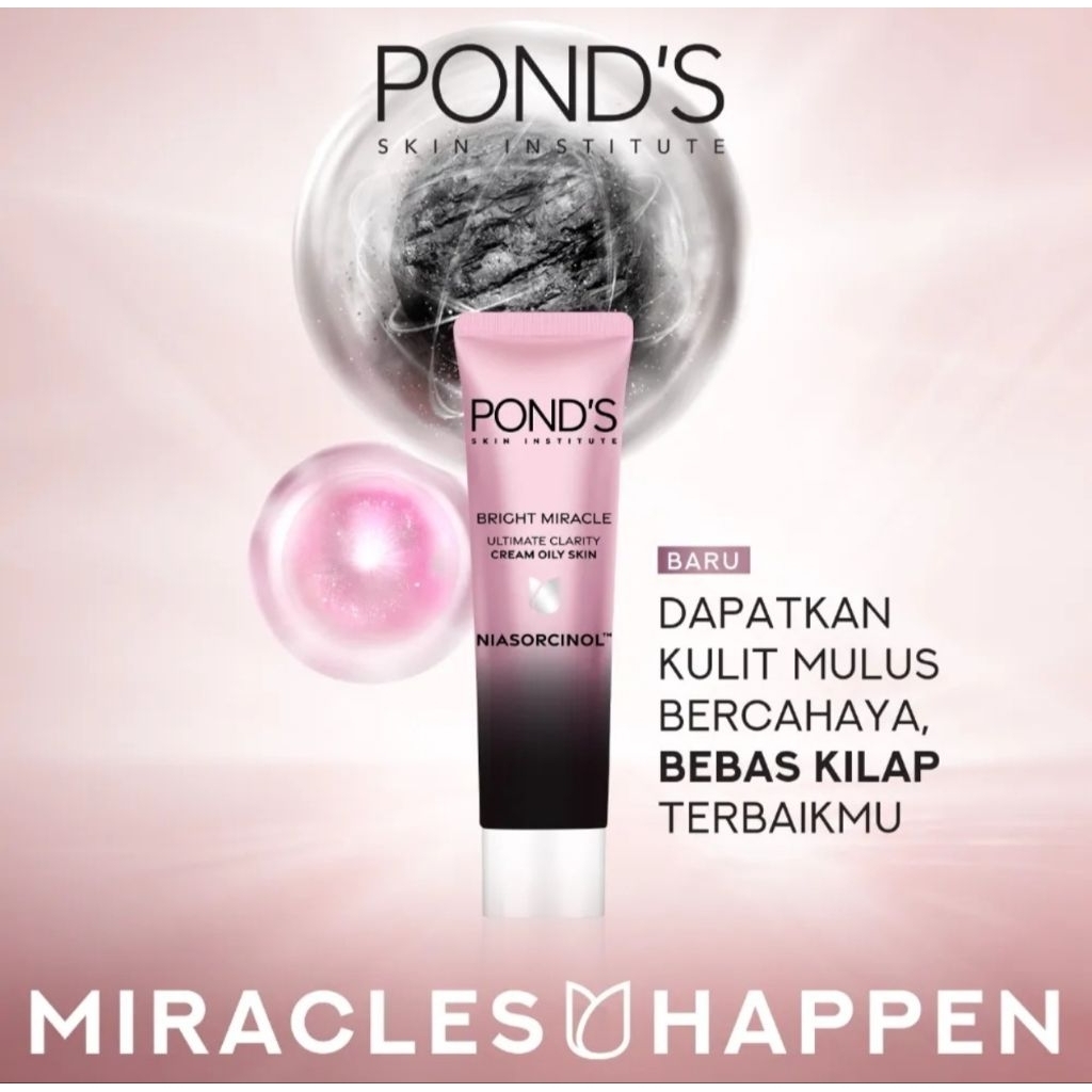PONDS BRIGHT MIRACLE ULTIMATE CLARITY CREAM OILY SKIN 20 gr.Pelembab wajah kulit berminyak/mulus ber