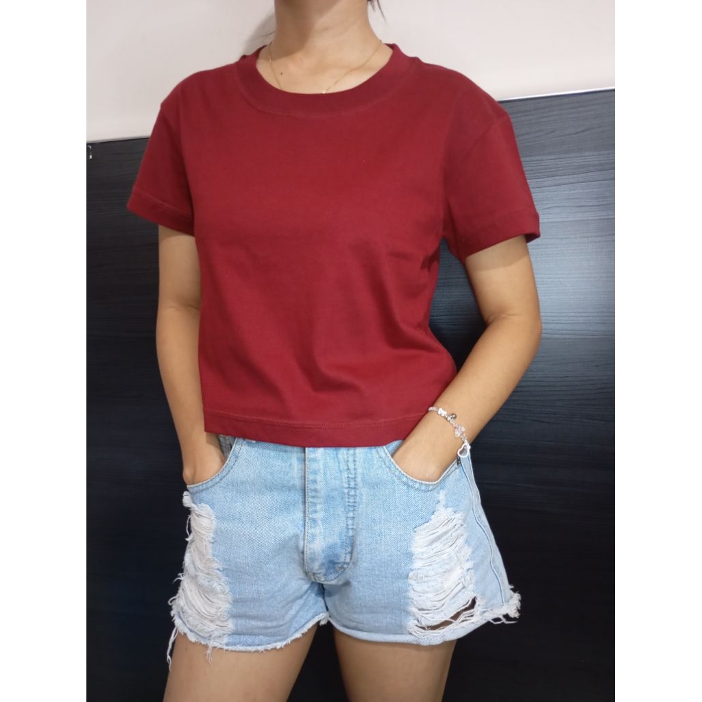 KAOS CROP TOP PREMIUM COTTON COMBED 24S TSHIRT CROP KOREA FASHION