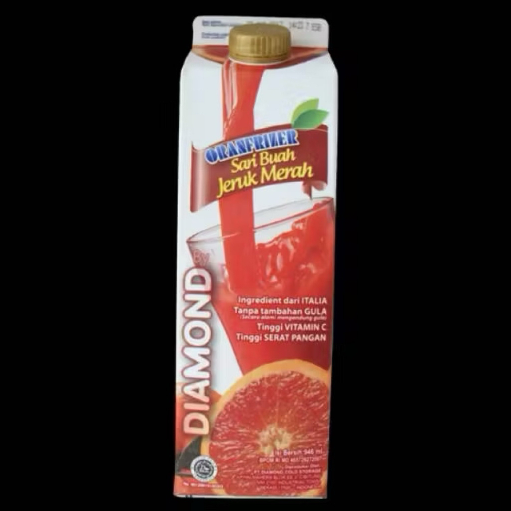 

Diamond Oranfrizer Jus | Minuman Sari Buah Jeruk Merah | Juice drink jeruk Merah Italia 1000ml