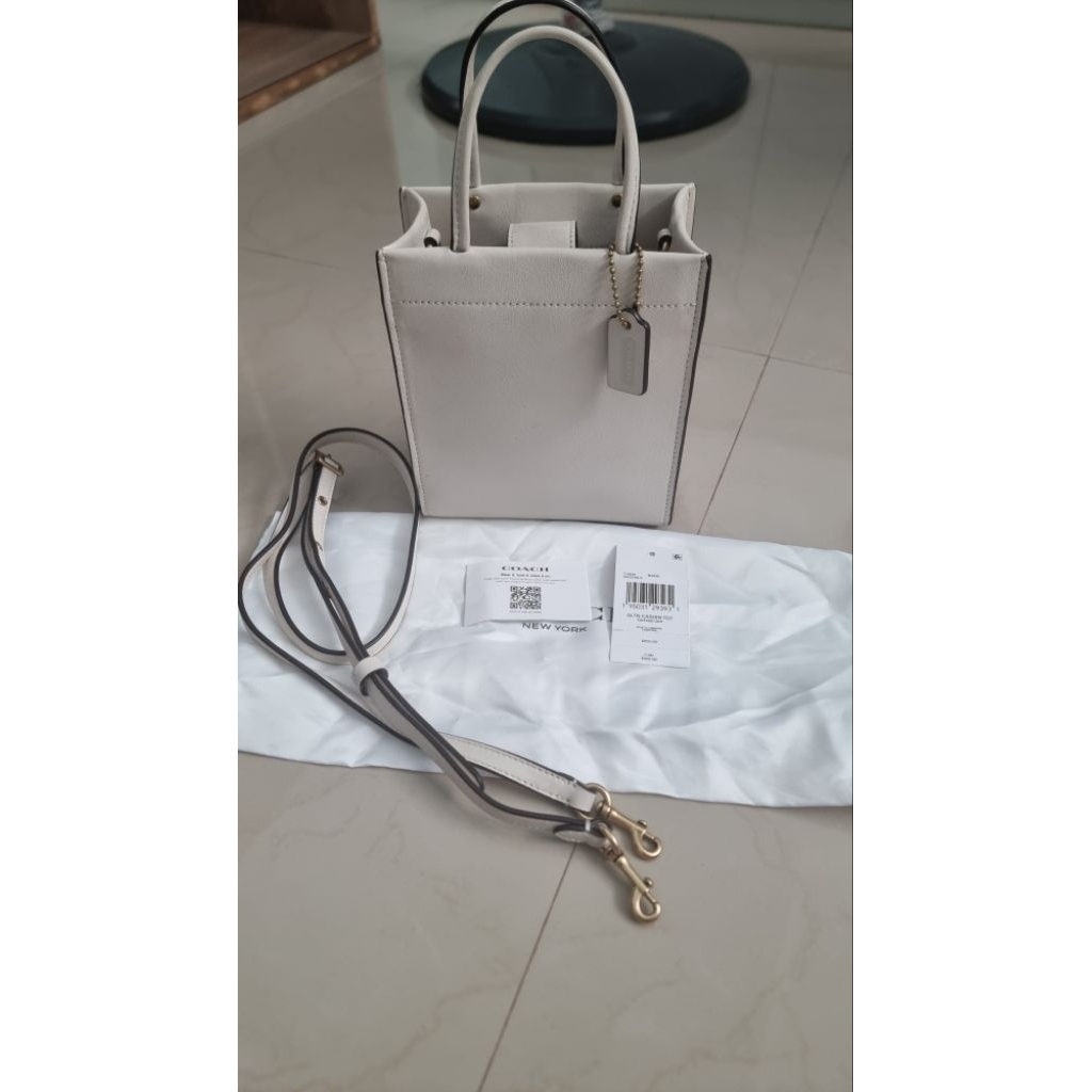 tas coach mini cashin tote preloved