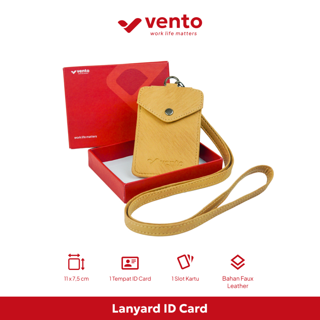 

Vento Nata - Lanyard Gantungan ID Card Holder Name Tag Kulit Kantor Pria Wanita
