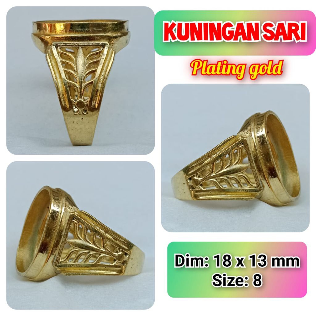 ring emban batu akik dan permata kuningan.36