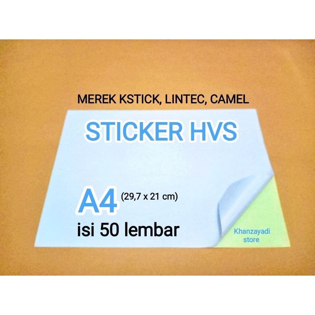 

kertas stiker Hvs A4 isi 50 lembar / sticker Hvs putih (doff/matte) A4 high Quality