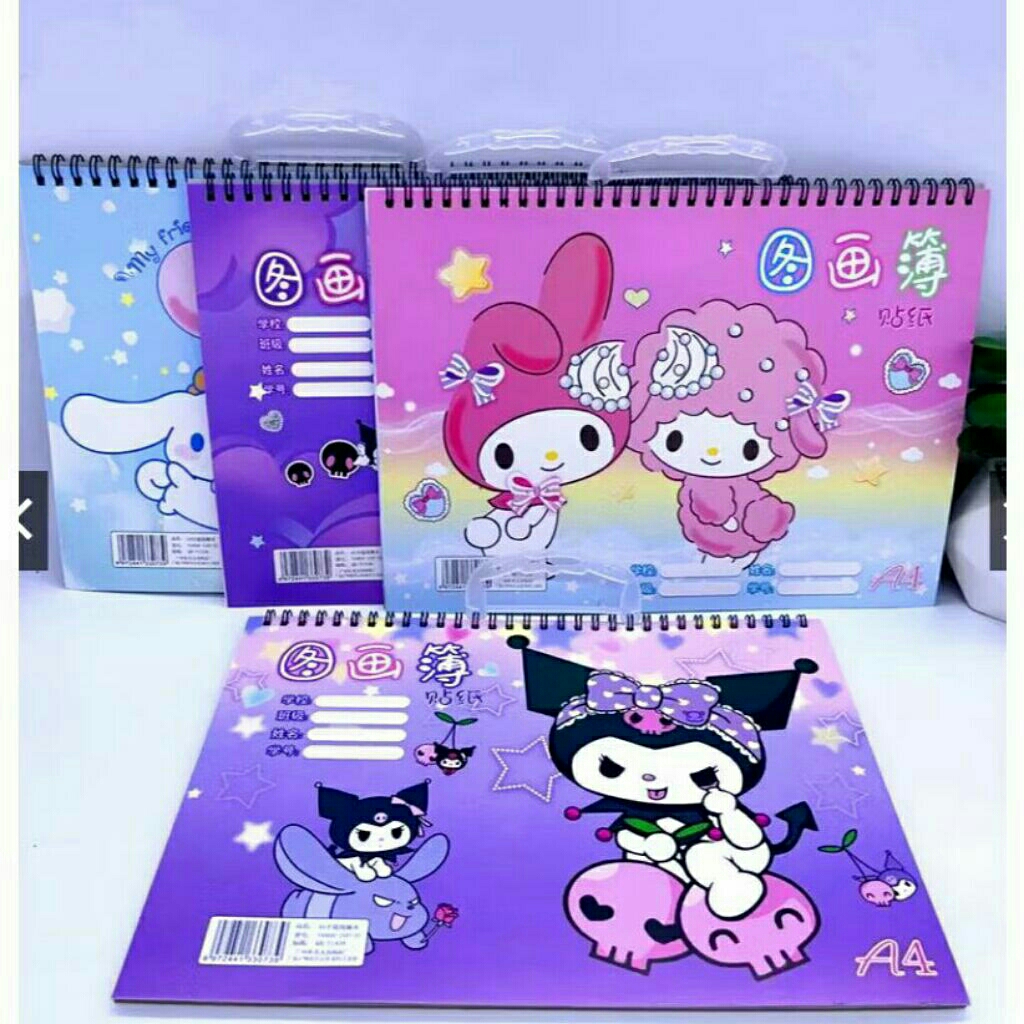 

(SKY)BUKU GAMBAR SANRIO UK A4 (24LEMBAR+STICKER) READY BATAM KADO ANAK GOSEND KUROMI MELODY CINNAMON - BUKU GAMBAR ANAK SEKOLAH MURAH