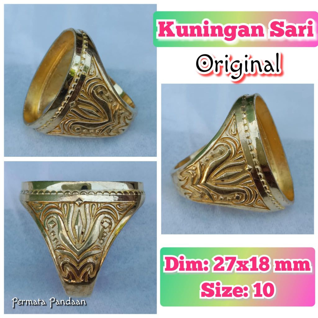 ring emban batu akik dan permata kuningan.46