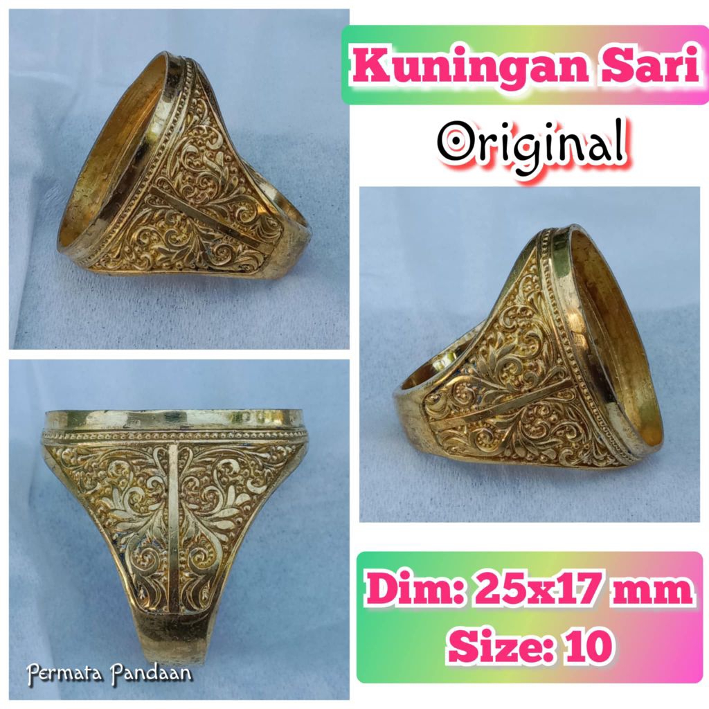 ring emban batu akik dan permata kuningan.47