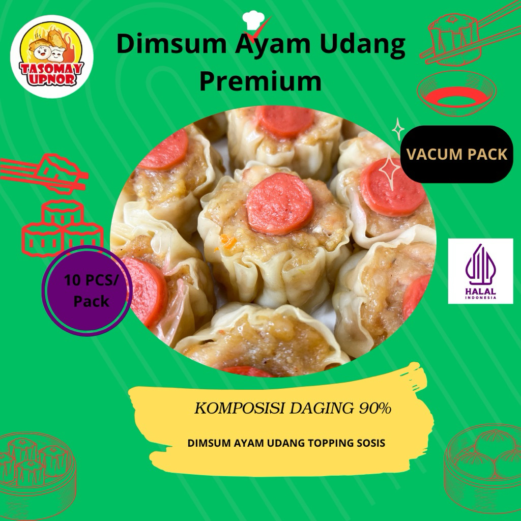 

Dimsum/ Siomay Ayam Udang Sosis Isi 10 Halal Premium Free Chili Oil
