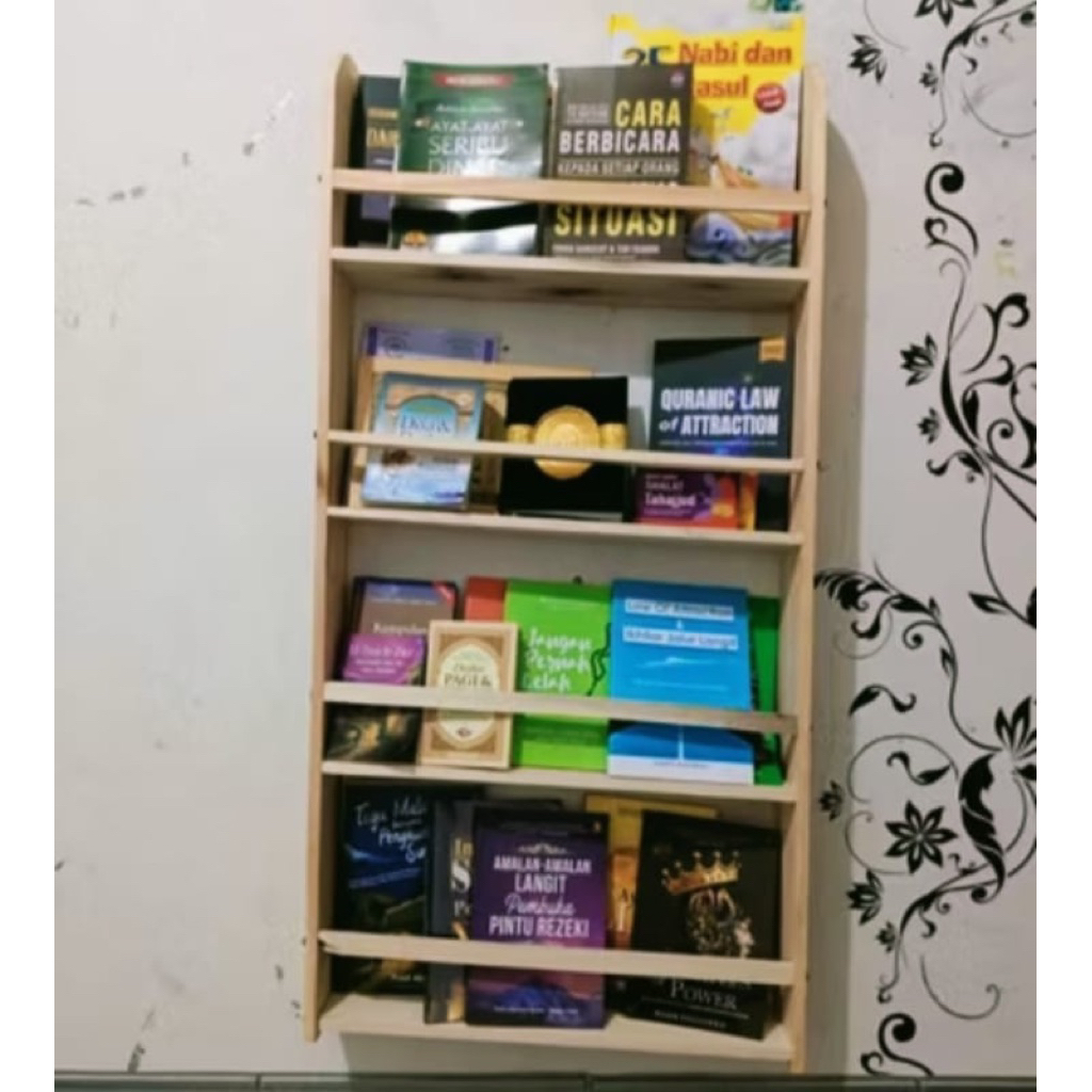 Rak buku 4 susun tempel dinding tempat buku gantung dinding rak buku tingkat minimalis