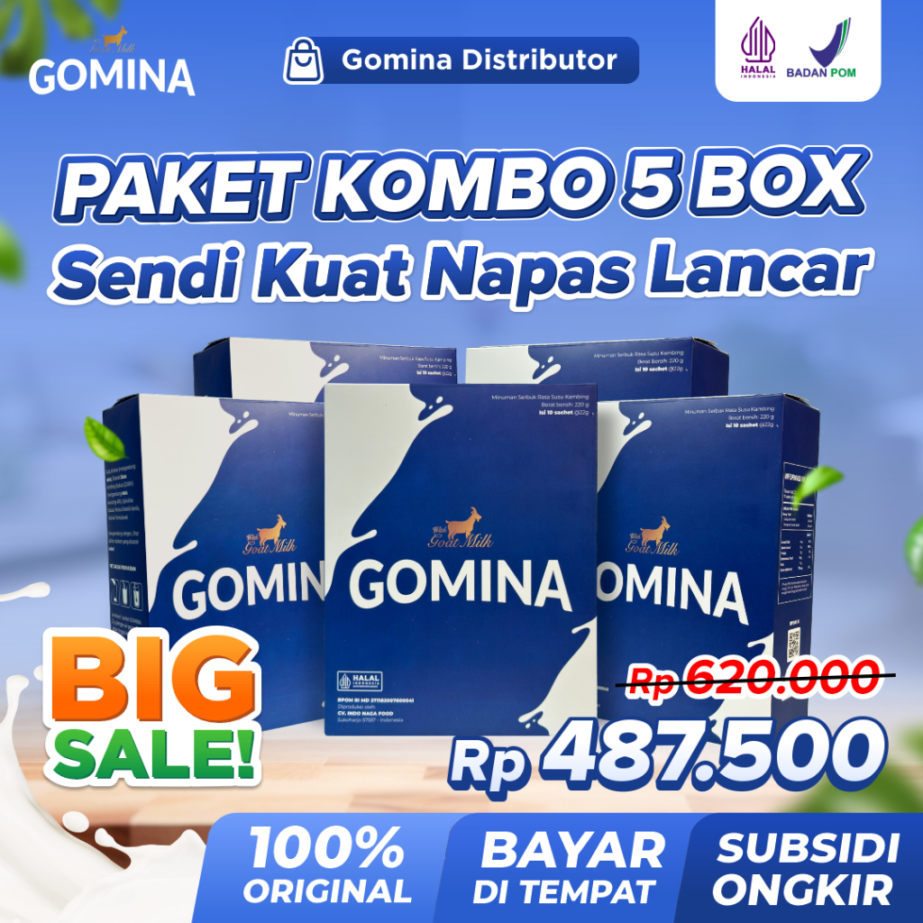 

PROMO GAJIAN SALE!! Gomina 5 Box Susu Kambing Etawa - Mengatasi Nyeri Sendi dan Menyehatkan tubuh Pernapasan Lancar 100% Original