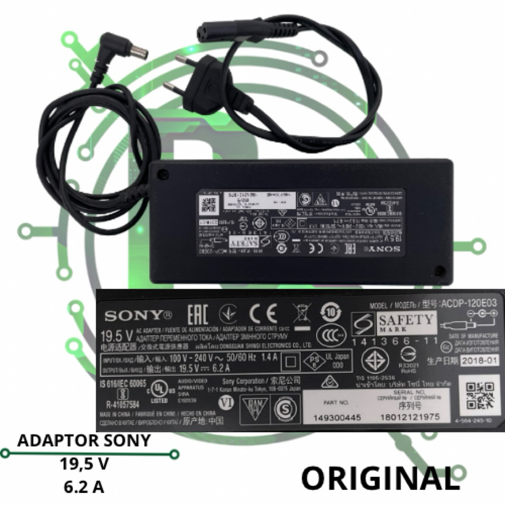 ADAPTOR TV LED SONY KD-43X7500E KD 43X7500 E ADAPTOR ORIGINAL SONY 19.5 V 6.2 A