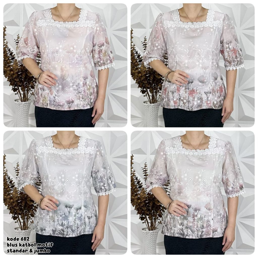 blus katun bordir standar dan jumbo 2 variasi motif