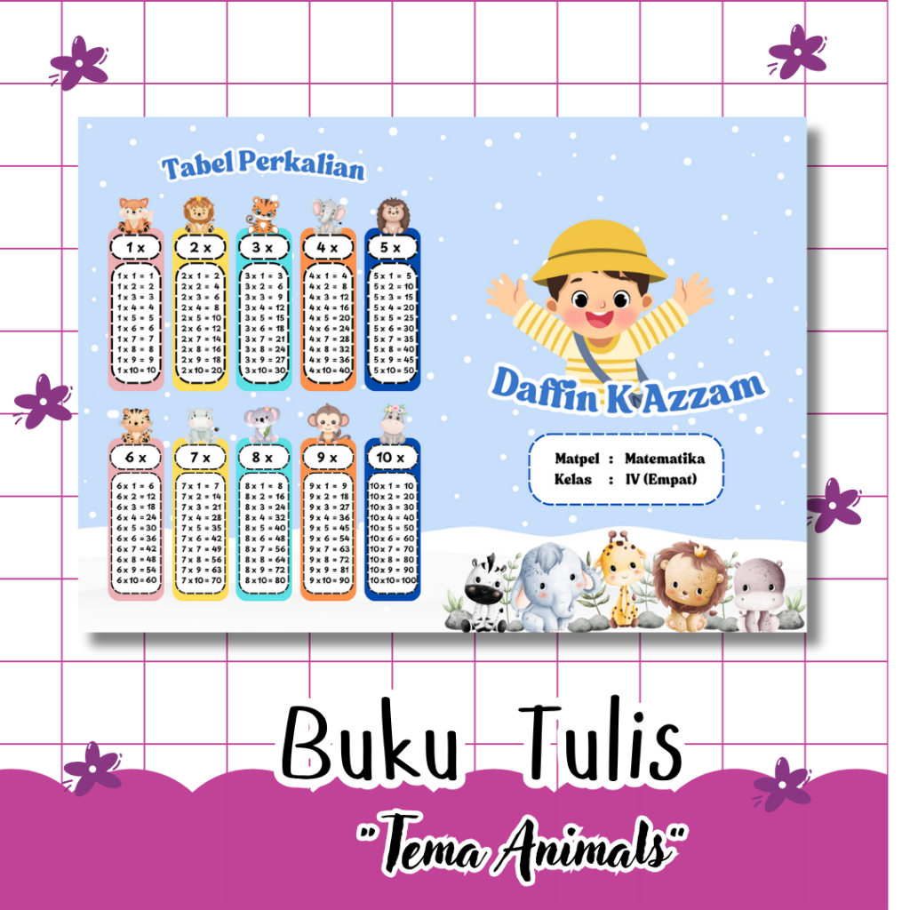 

meliarsdna.craft〡Buku Tulis Custom Gambar dan Tulisan〡Tema Tabel Perkalian
