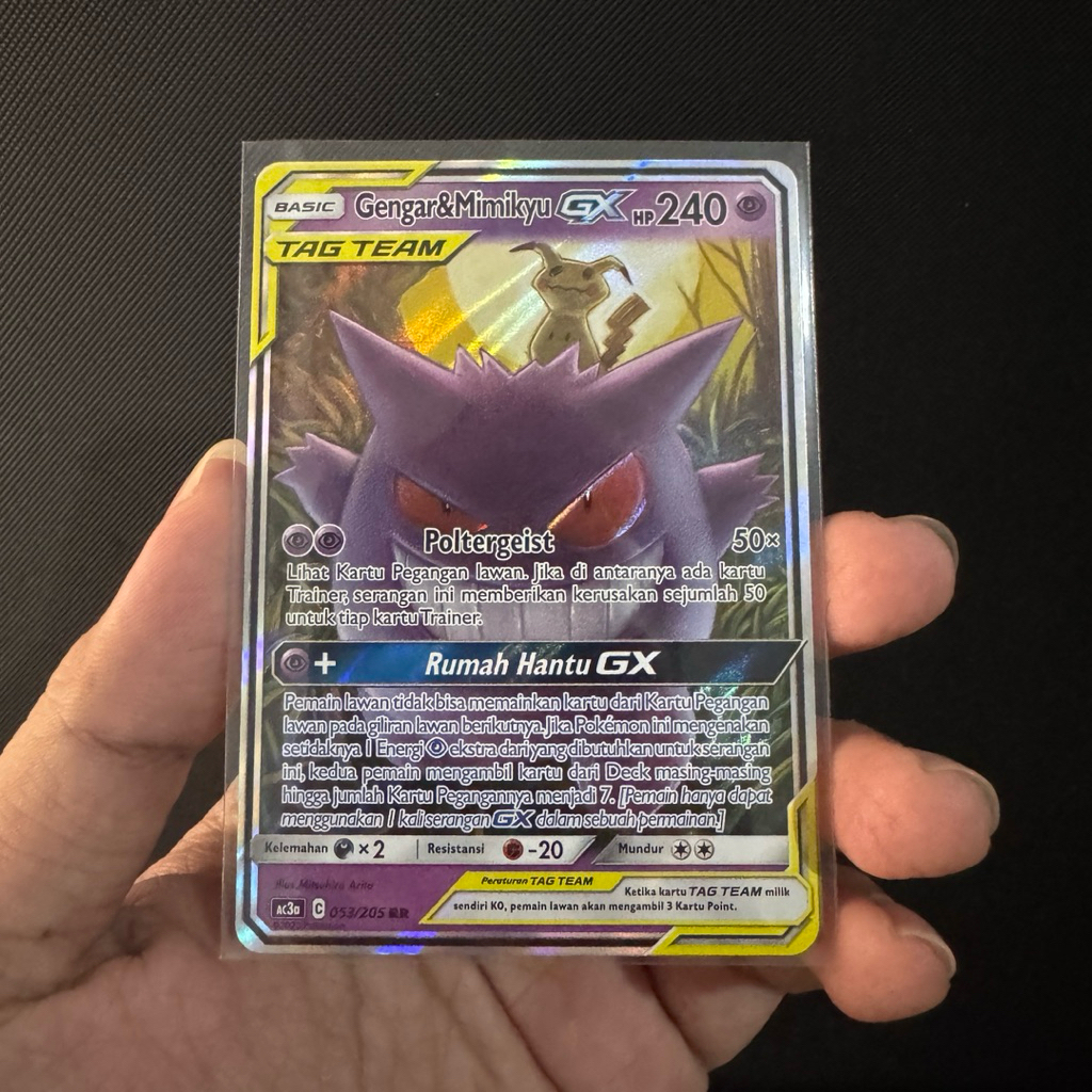 Gengar Mimikyu GX Tagteam RR ac3a 053/205 (ID) - Kartu pokemon TCG