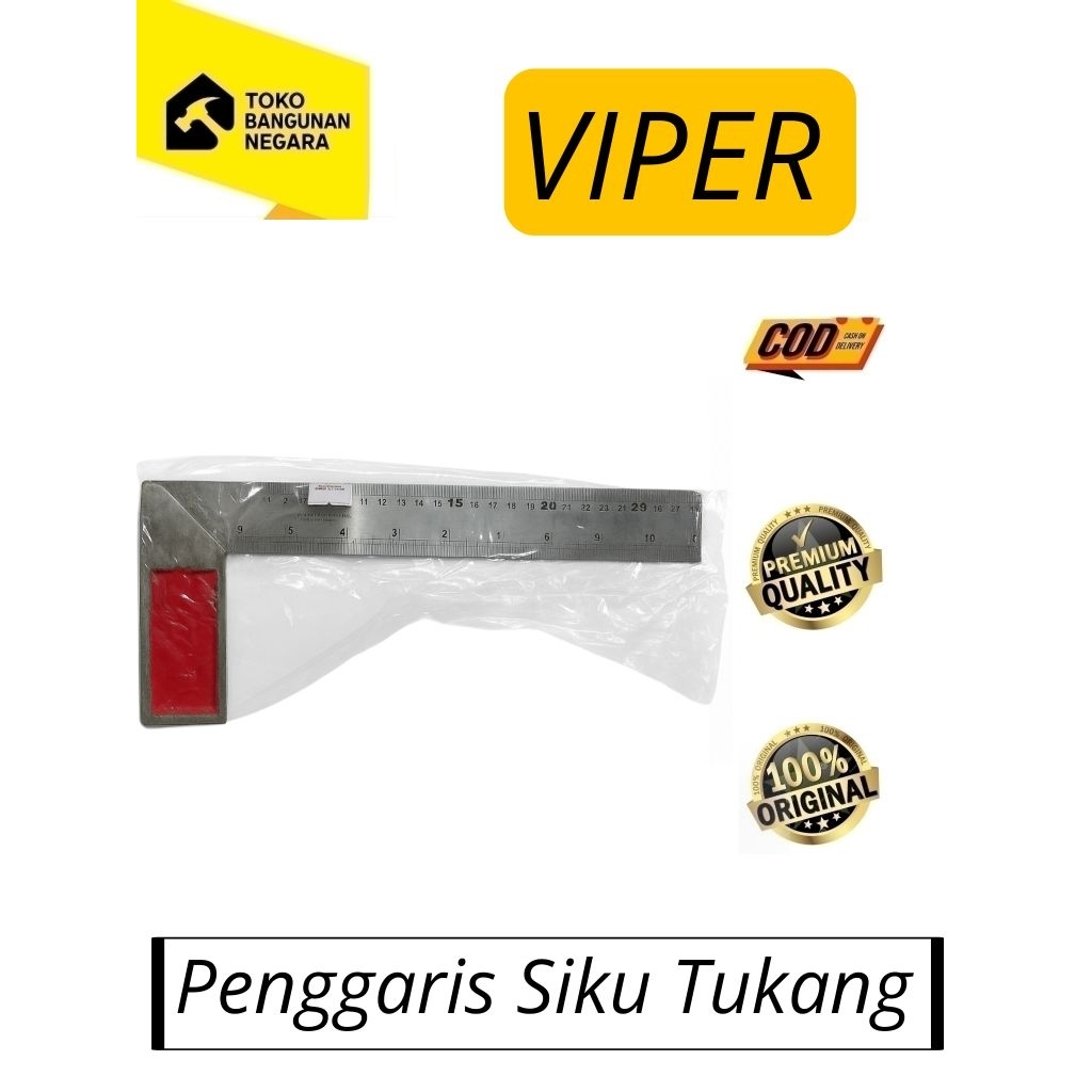 

Penggaris 12" Siku Tukang VIPER Stainless Steel