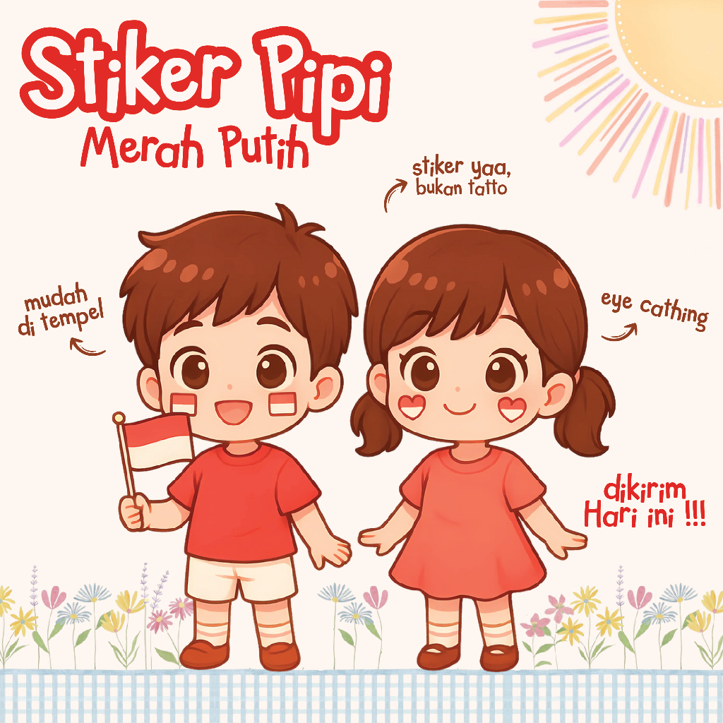 

Sticker Pipi Bendera Indonesia / Stiker Tempel Pipi Bendera Merah Putih / ONEPIECE