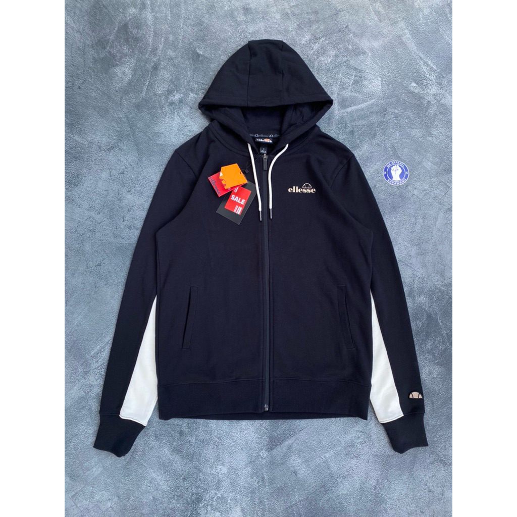 Ready stok Zipper Hoodie Ellesse Classic black White Original100%