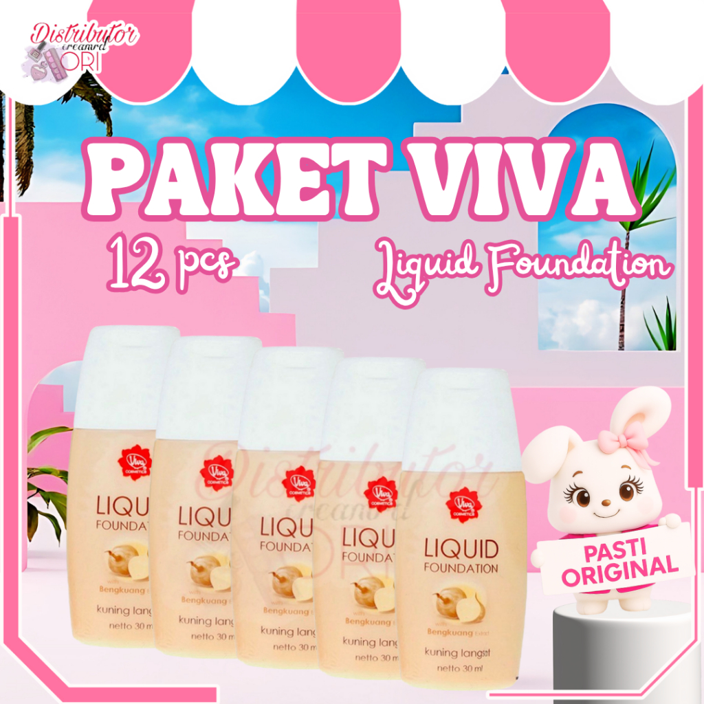 [Paket ISI 12 ] Viva BUNDLE BUNDLING HEMAT LUSINAN Liquid Foundation 30mL | Alas Bedak / Distributor