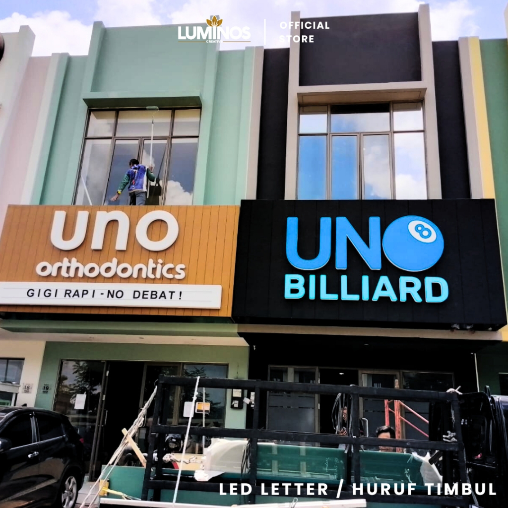 Huruf Timbul Akrilik Led Menyala Plang Nama Usaha Toko Indoor / Outdoor