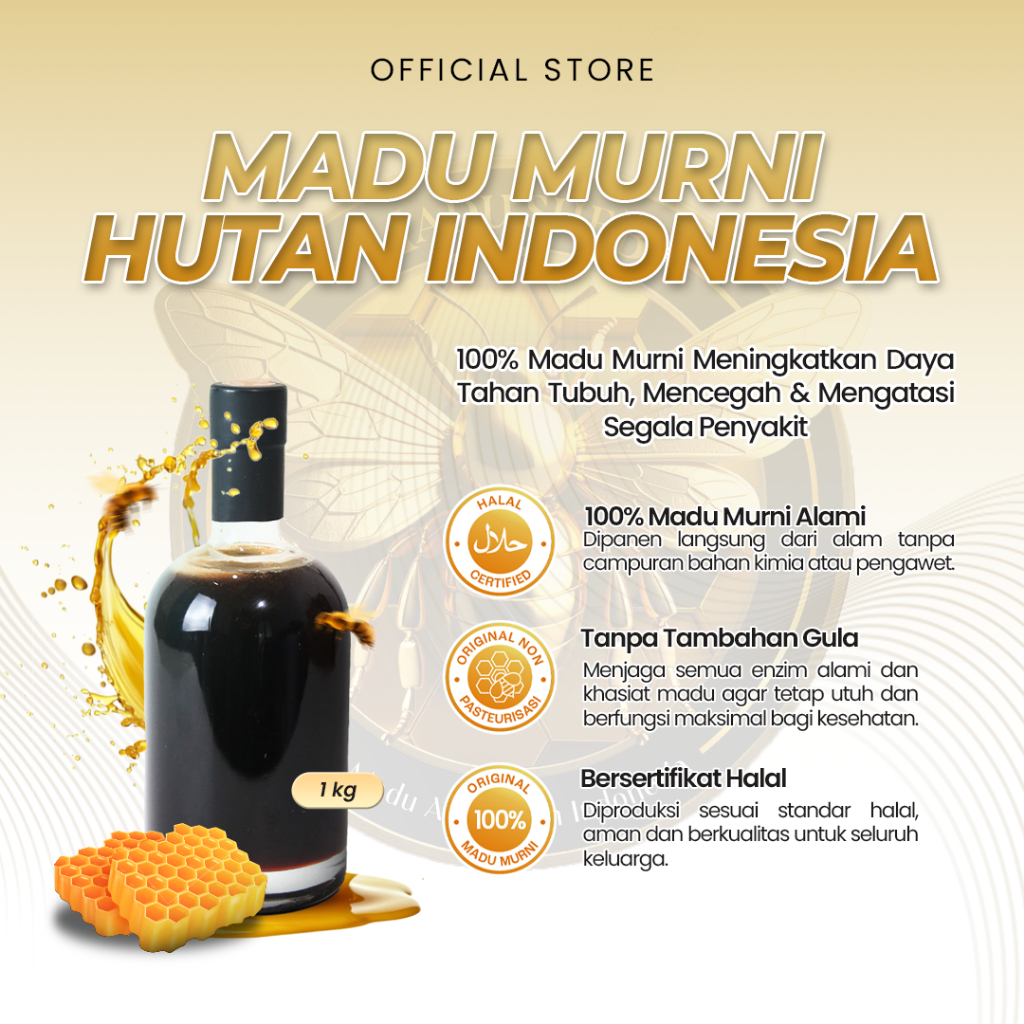 

MADU SUEB Madu Murni Hutan Indonesia 1 Kg Syrup Bahan Kaya Antioksidan Alami Manfaat Kesehatan Tubuh Dewasa Anak Halal Certified - Honey