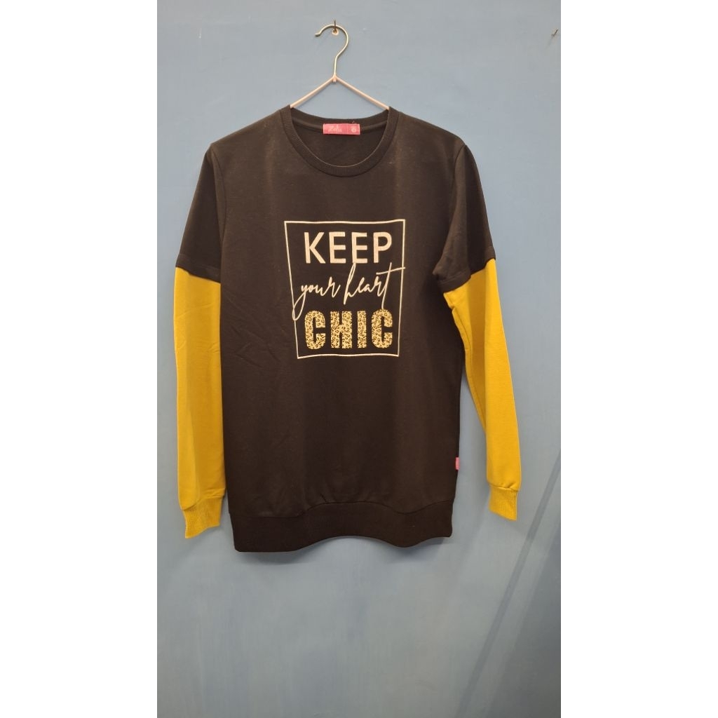 ( Preloved ) Sweater zelia hitam kuning mustard