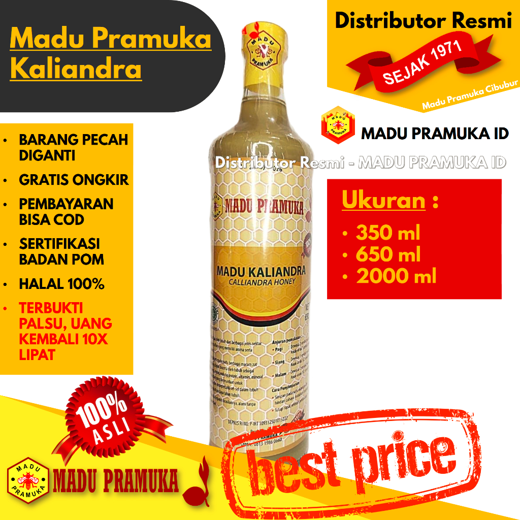 

Madu Pramuka KALIANDRA 350 ML 650 ML 2000 ML 2 L Liter Curah - Asli Original Alami Murni Murah - Resmi Official Store Star Seller