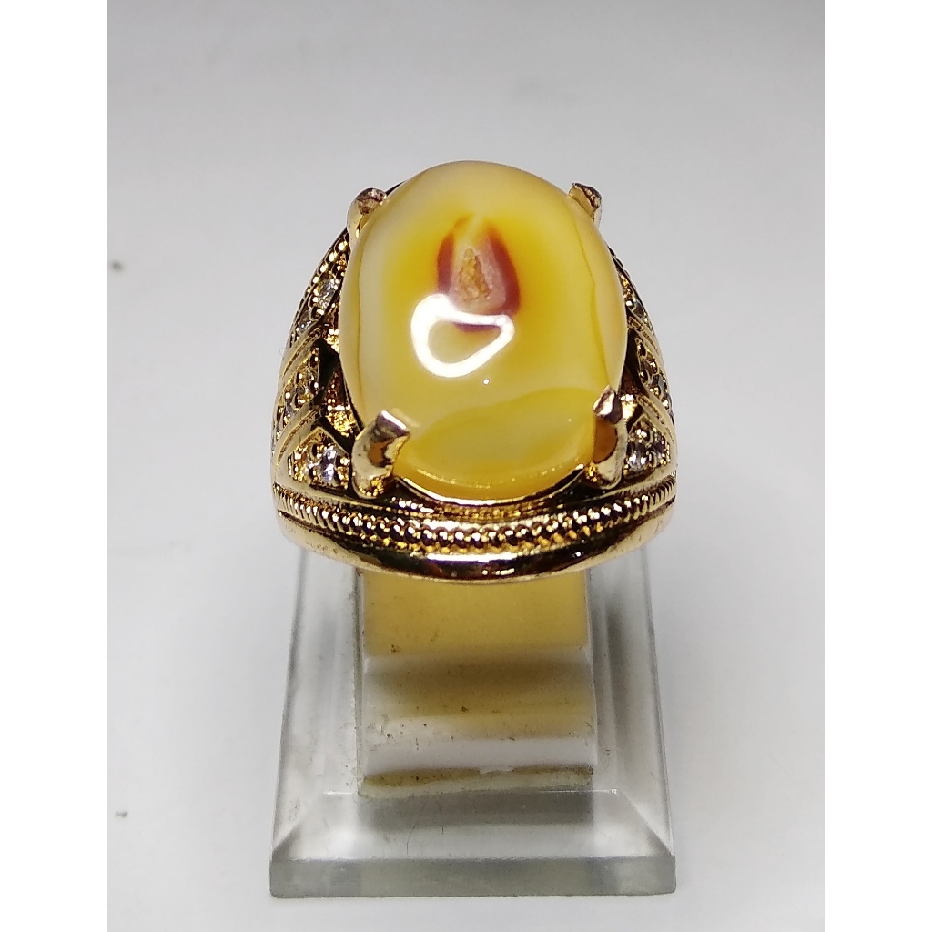 cincin batu akik combong putih