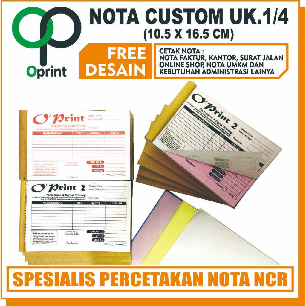 

Cetak Nota Custom - Buku Nota Olshop NCR Profesional - Uk.1:4 FULL COLOUR