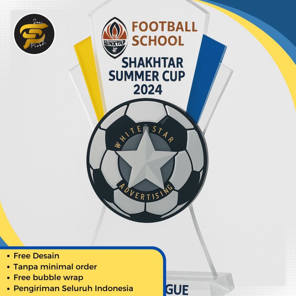 Plakat Mini Soccer Akrilik Custom | Trophy Sepak Bola Mini | Free Desain | Plakat Murah Terlaris