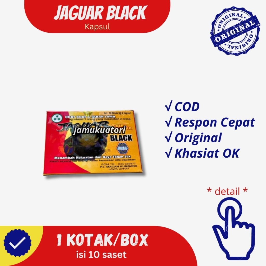 Jaguar Black Kapsul Original Rempah Tradisional – Suplemen Harian Pria |1 box isi 10 Sachet Herbal
