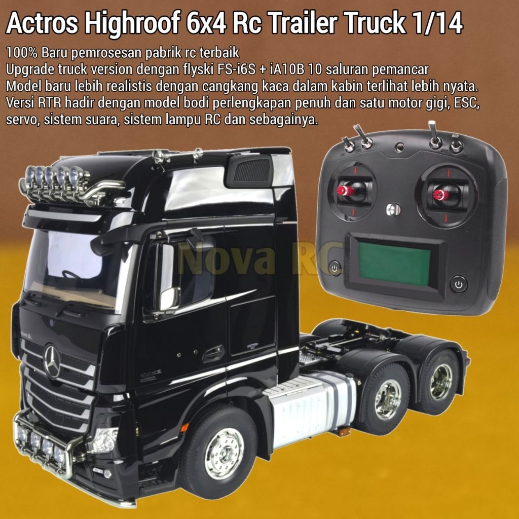 Actros high line 6x4 RC Trailer truck 1/14 TAMIYA 3 sumbu roda