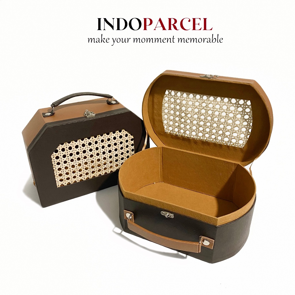 INDOPARCEL - Couple Rattan Gift Box Tas Hard Box Koper Couple Anyaman Rotan Tempat Penyimpan Bentuk 