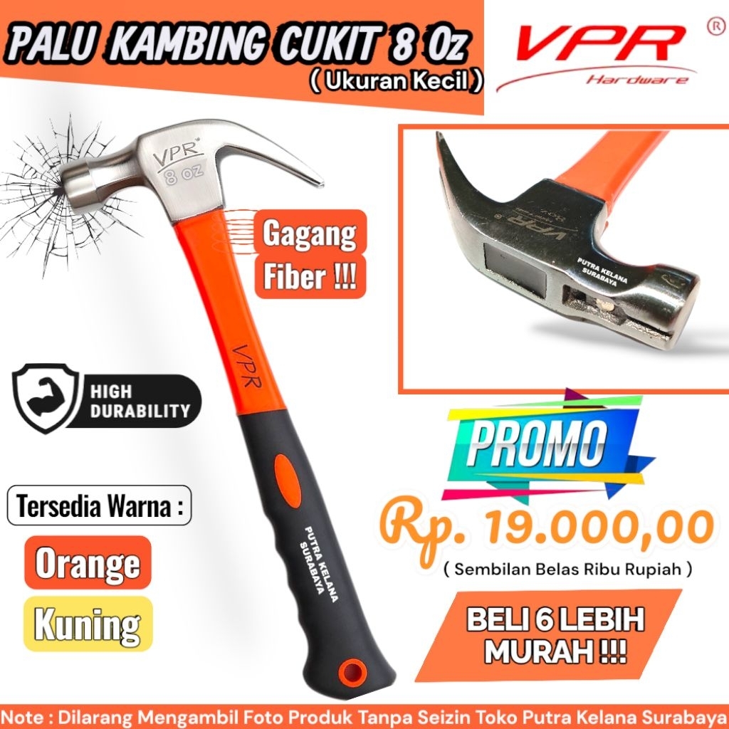 Palu Cukit Vpr 8 Oz Polos Gagang Fiber Palu Kambing Vpr 8 Oz Polos Gagang Fiber Grosir